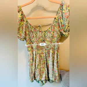 Altar’d State Green Floral Cutout Romper Lined XS NWOT thumbnail 14