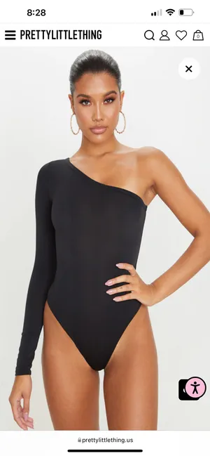 Pretty Little Thing Black One Sleeve Bodysuit thumbnail 2