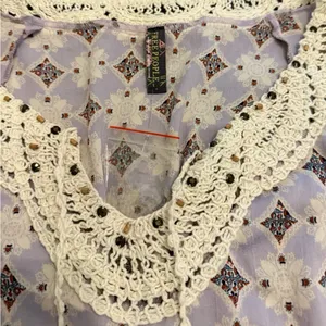 Free People Diamond Print Embroidered Mini Dress/Tunic. Size 4 thumbnail 4