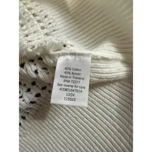Sonoma Goods For Life White Open-Knit Collared Short Sleeve Pullover Sweater M thumbnail 9