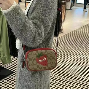 coach Mini Jamie Camera Bag In Signature Canvas With Wild Strawberry ch351 thumbnail 6