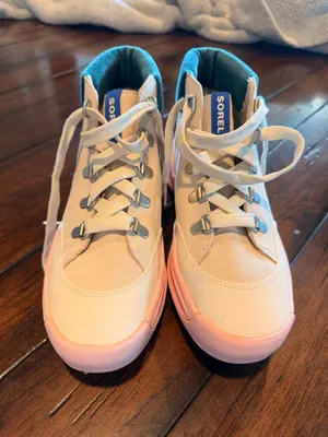 Sorel Women’s Waterproof Leather Hiking Boots Cream Pink Green Lace Up Sneakers thumbnail 1