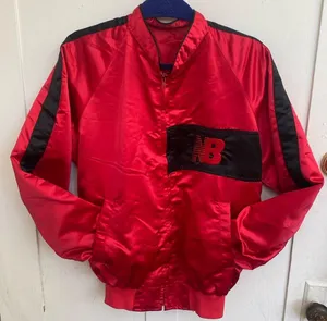 VINTAGE 80s New Balance Satin Bomber Varsity Jacket Sz M Custom Shyla Embroidery thumbnail 1