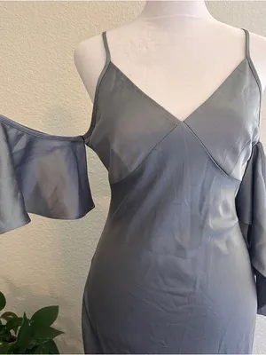 ASTR The Label Kendra Cold-Shoulder Maxi Dress in Sage Green Grey Sz. S thumbnail 7