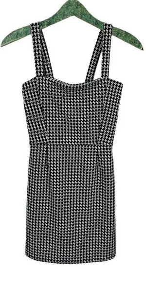 Boohoo Dress 6 Black White‎ Check NWT Square Neck Trendy Sleeveless thumbnail 1