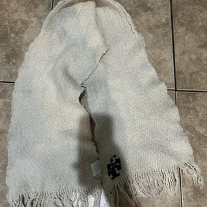 Tory Burch Cream Scarf with Black Emblem thumbnail 1