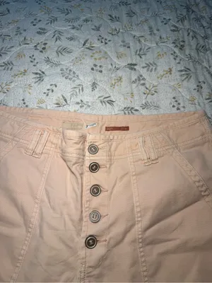 Pilcro Light Peach/Pale Pink Button-Front Crop Pants thumbnail 4