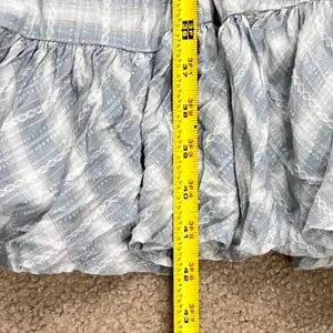 Storia Boho Cottagecore Plaid Ruffle Hem Sundress‎ Women Large Light Blue Cotton thumbnail 11