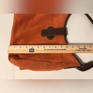 Lands End suede leather hobo shoulder bag orange thumbnail 12