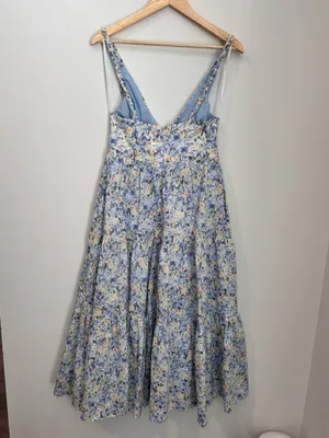 Lulus Blue Floral Tiered Midi Dress thumbnail 2