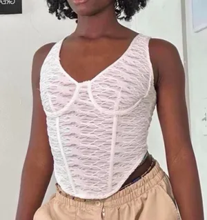 Pretty Little Thing White Embroidered Corset Top thumbnail 1