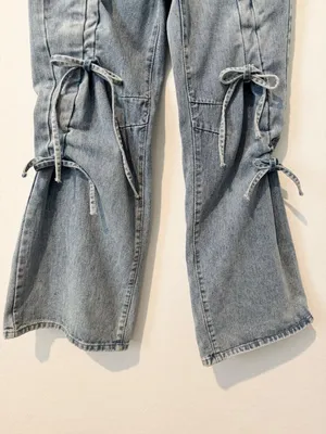 Aelfric Eden Cinched Bow Jeans Size 30 Baggy Wide Leg Streetwear Cyber Grunge thumbnail 5