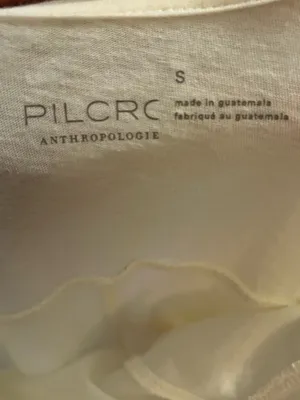Anthropologie Pilcro Women's Ivory Sleeveless Ruched Cotton Top Sz S thumbnail 3
