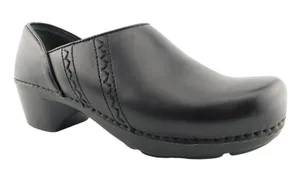 Dansko Black‎ Leather Slip On Clogs Size 38/7.5-8. B62 thumbnail 1