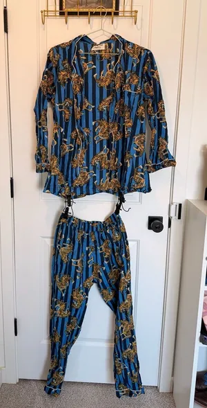 Cute Fun Tiger Print Cotton PJs 2-Piece Pajama Set thumbnail 1