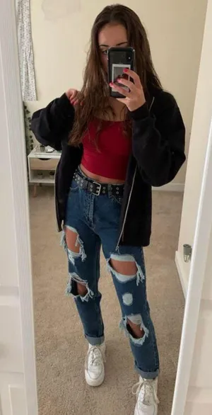 Urban Outfitters BDG High Waisted Mom Jeans Destroyed Medium Wash thumbnail 1