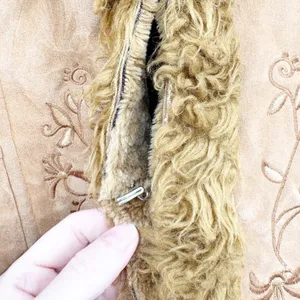 First Line Womens Y2K Tan Faux Suede Embroidered Penny Lane Faux Fur Jacket M‎ thumbnail 5