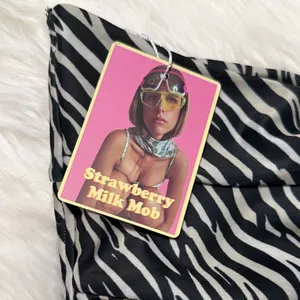 Strawberry Milk Mob Zebra Print Bikini Tube Crop Top Cut Out Strapless Swimsuit thumbnail 5