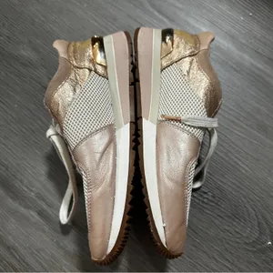 Michael Kors MK Allie Trainer Leather Pink‎ Gold Sneaker Shoes Size 8 thumbnail 2