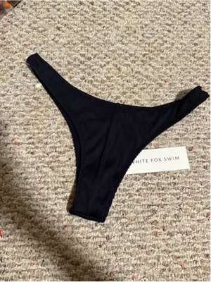 NWT White Fox Boutique Del Marco Bikini Bottom Black Ribbed- Size XL thumbnail 10