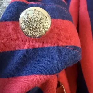 Lauren Ralph Lauren Women’s Top Sz LG Red Navy‎ Stripe Gold Buttons Equestrian thumbnail 7
