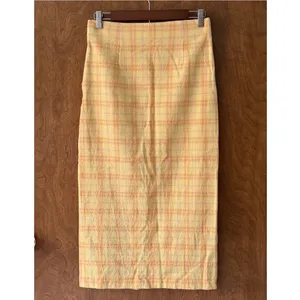 Zara sz S Gingham Yellow Plaid High Rise Split Midi Skirt Retro Mod Bloggers Fav thumbnail 8