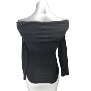 Zara Women's Black Off The Shoulder Long Sleeve Sweater Knit Blouse Top Size L thumbnail 2