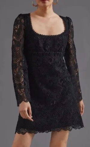 Anthropologie Maeve Embroidered Lace Mini Dress: Size 0 thumbnail 1