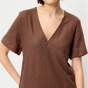 Short-Sleeve V-Neck Mini Shift Dress thumbnail 4