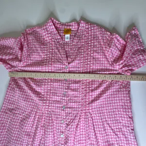 Ruby Rd Pink Gingham Textured Button Up Shirt Size 1X Lightweight Preppy‎ Cotton thumbnail 9