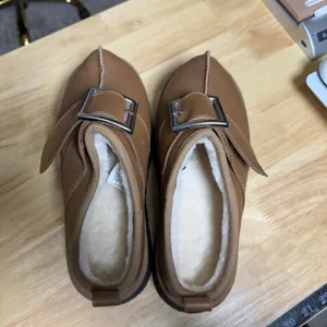 UGG Opening Ceremony Platform Clog Mule Shoes‎ Brown Shearling Lined Buckle 9 thumbnail 3