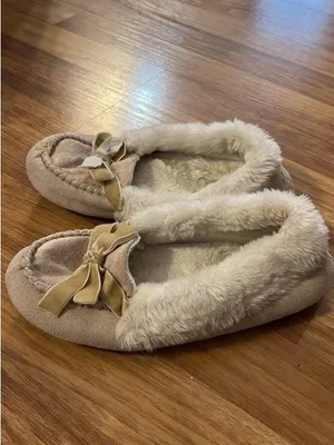 Jessica Simpson Plush Bow Moccasin Slippers - Tan thumbnail 2