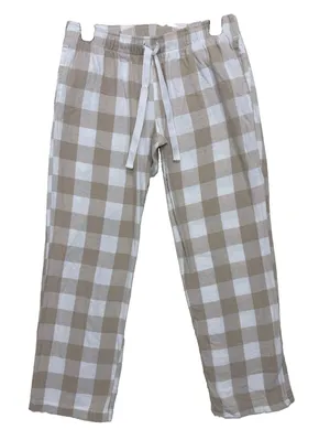 Pajama Pants S Beige White Plaid Old Navy Cotton Straight Leg Sleepwear thumbnail 2