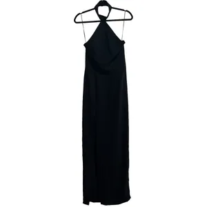 Amanda Uprichard Queen Halter Maxi Gown In Black thumbnail 3
