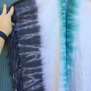 NWT Free People Tie Dye Fringe Batwing Short Sleeve Tee Blouse Top Blue Shirt thumbnail 3