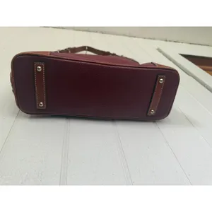 Dooney & Bourke Pebble Grain Leather Hobo Shoulder Bag Burgundy Wine Tan Trim thumbnail 4