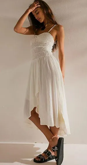FREE PEOPLE Sparkling Moment Cotton Midi Sundress in Ivory Size Medium thumbnail 3