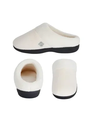 NWT Isotoner Womens Classic Clog Slippers Fuzzy Cozy Ewe White / Gray S (6.5-7) thumbnail 2