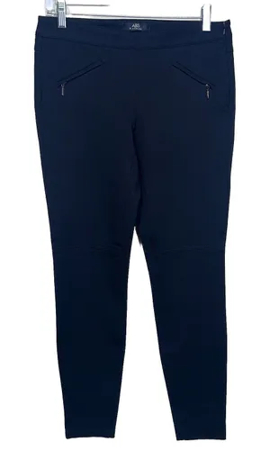 ABS Platinum Ponte Moto Pants Womens 4‎ Black Skinny Stretch Side Zip Trousers thumbnail 1
