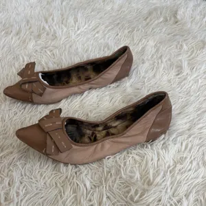 Sam Edelman Pointed Toe Ballet Flats‎ Leather Bow Accent Brown Shoes 6.5 thumbnail 2