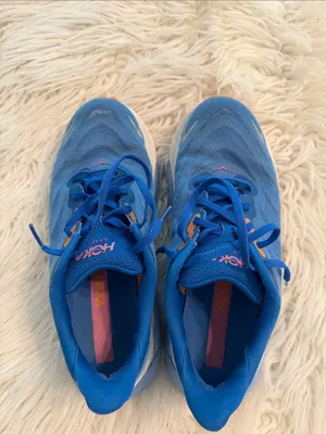 Hoka Blue Running Shoes with Pink Logo and Orange Accents in fair/ good condi thumbnail 10