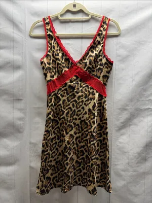 Kiwi & Co. NWT Cheetah Charm Leopard Print Red Lace Trim Mini Slip Dress thumbnail 4