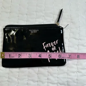 Victoria's Secret Black Pouch with Pink Text Cosmetic Bag thumbnail 3