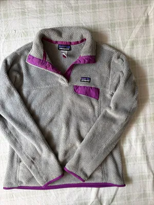 Patagonia Gray Fleece Pullover with Purple Accents thumbnail 4