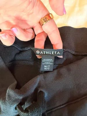 Athleta Double Cozy Karma Jogger Black Fleece Pants Medium Tall M/T thumbnail 2