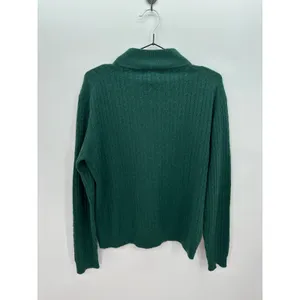 Parisian Signature Dark Green 100% Cashmere Mock Neck Cable Knit Sweater Mens‎ M thumbnail 2