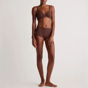 NWOT Quince Second Skin Crossover Bralette (2-pack) in Brown Cocoa Sz Large thumbnail 2