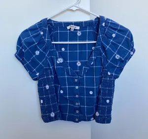 Madewell Blue Plaid Button-Front Shirt thumbnail 1
