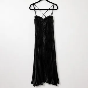 NEW Lulus Brilliant Allure Black Pleated Empire Sweetheart Maxi Dress Small thumbnail 8