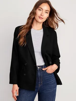 NWT Old Navy Double-Breasted Textured Blazer thumbnail 1